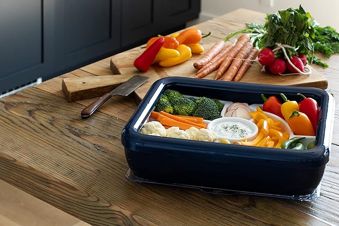 Fancy Panz Charcuterie Veggie Trayz - 9 Raised Compartments - Fits Classic/Premium Fancy Panz Elevated Food Serving Tray - Portable Charcuterie Board with Lid - Made in The USA Hosting Essentials