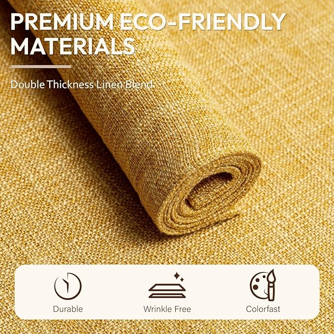 Blue Forest Placemats Set of 6, Dual-Layered Thickened Faux Linen Cloth Place Mats Heat Resistant Machine Washable Wrinkle Free Table Mats Indoor/Outdoor (Yellow)