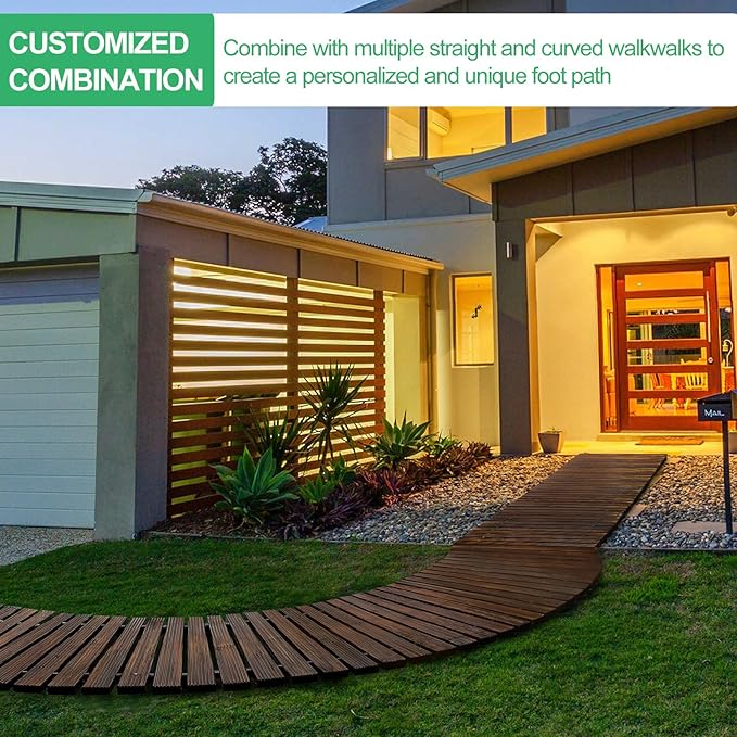 RELIANCER 12' Wooden Garden Pathway,Outdoor Roll Out Cedar Straight Walkway,Patio Path Decorative Garden Boardwalk Walkways,Weather-Resistant Roll Up Beach Wood Road Floor,Wedding Party Pathwaysc
