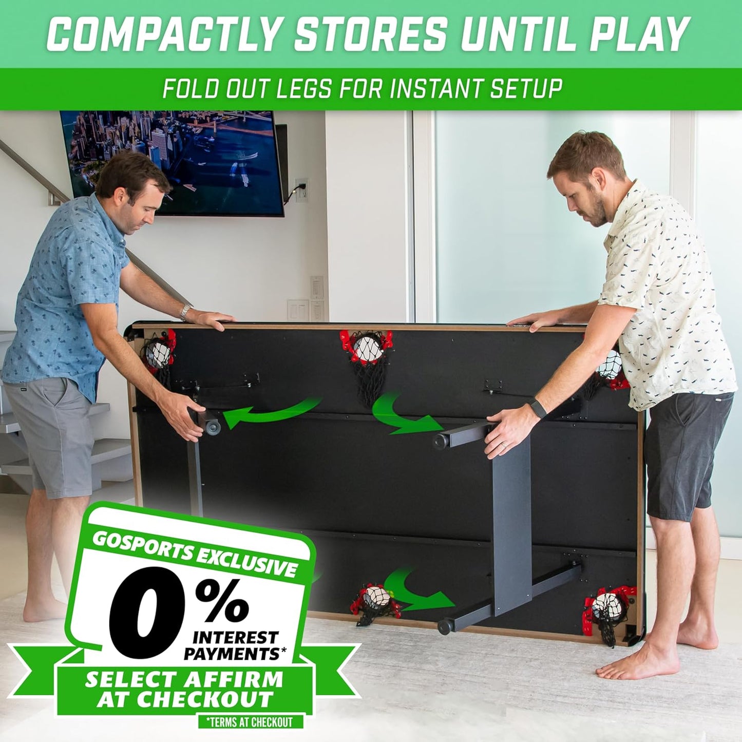 GoSports 6, 7, or 8 ft Billiards Tables - No Assembly, Choose Your Color - Portable Pool Table Includes Full Set of Balls, 2 Cue Sticks, Chalk and Felt Brush