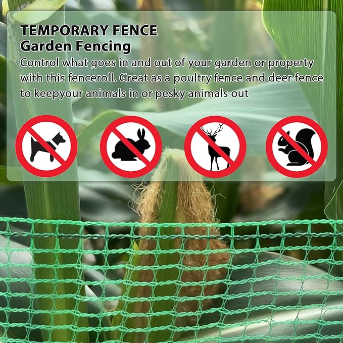 Garden Temporary Safety Fence, 4'x200' Roll with 50 Zip Ties, Resuable Plastic Mesh Fence for Garden Fencing, Construction, Snow Fencing, Animal Barrier, Poultry, Deer, Patio, Green