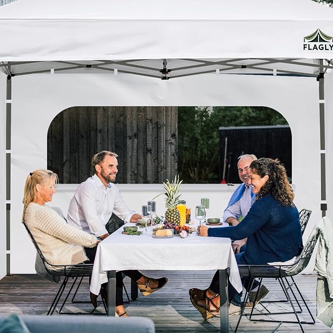 10x10 Pop Up Canopy Sidewall - 1 PC 300D Waterproof Attachable Tent Wall, Privacy Shade for Outdoor Events, Vendor Booths (Tent Not Included, with U-Shaped Window)