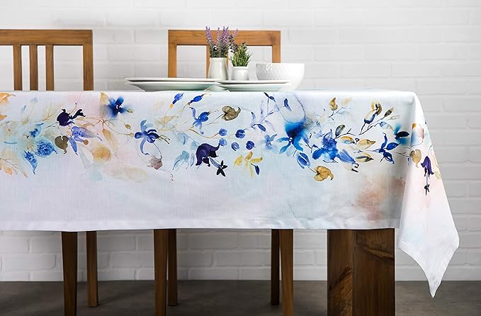 Maison d' Hermine Table Cloth Square Table 100% Cotton 60 x 60 Inches Tablecloth Reusable Decorative for Dining Room, Farmhouse, Home, Party, Festive & Wedding Spring Summer - Lazy Summer Days