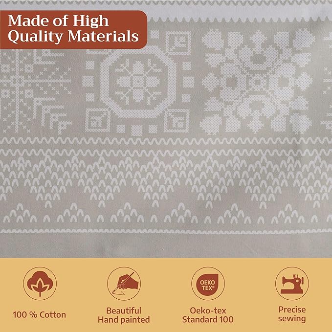 Maison d' Hermine Table Cloth Rectangle Table 100% Cotton 60 x 108 Inches Fall Tablecloth Reusable Everyday Use for Thanksgiving Christmas Decorations Dining Farmhouse Party (Cozy Christmas)