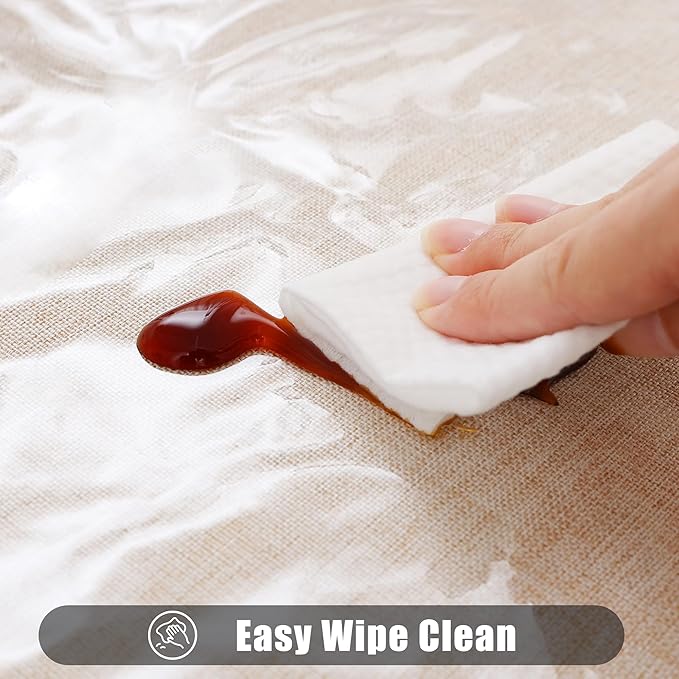 Smiry Rectangle Table Cloth 60x102 Inch, Waterproof Wipeable Vinyl Tablecloths Protector, Oil Spill Proof Plastic Table Cover for Dining, Picnic, Camping, Outdoor, Clear