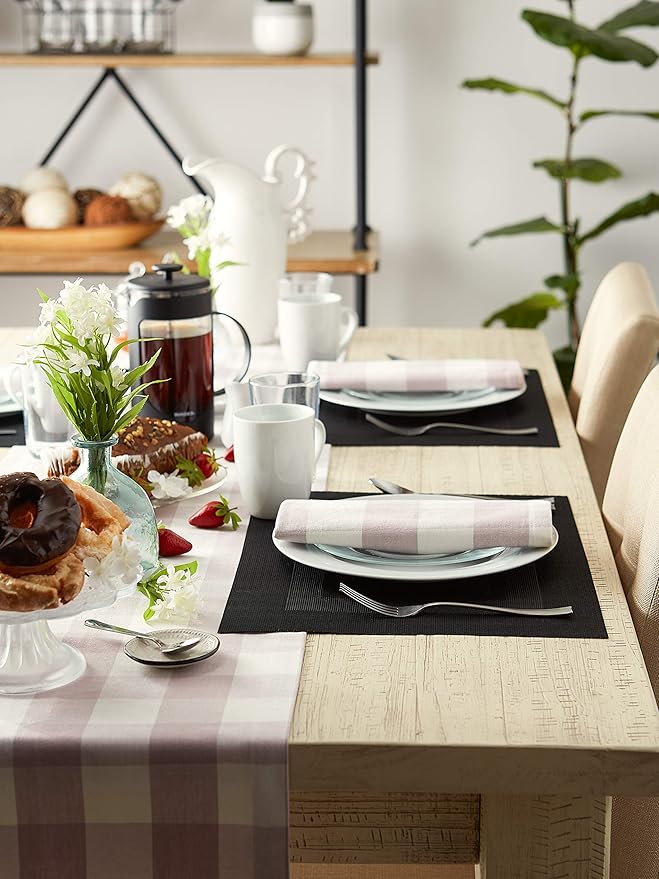DII PVC Tabletop Collection Woven Indoor/Outdoor, Placemat Set, 13x17.25, Black, 6 Piece (Pack of 12)