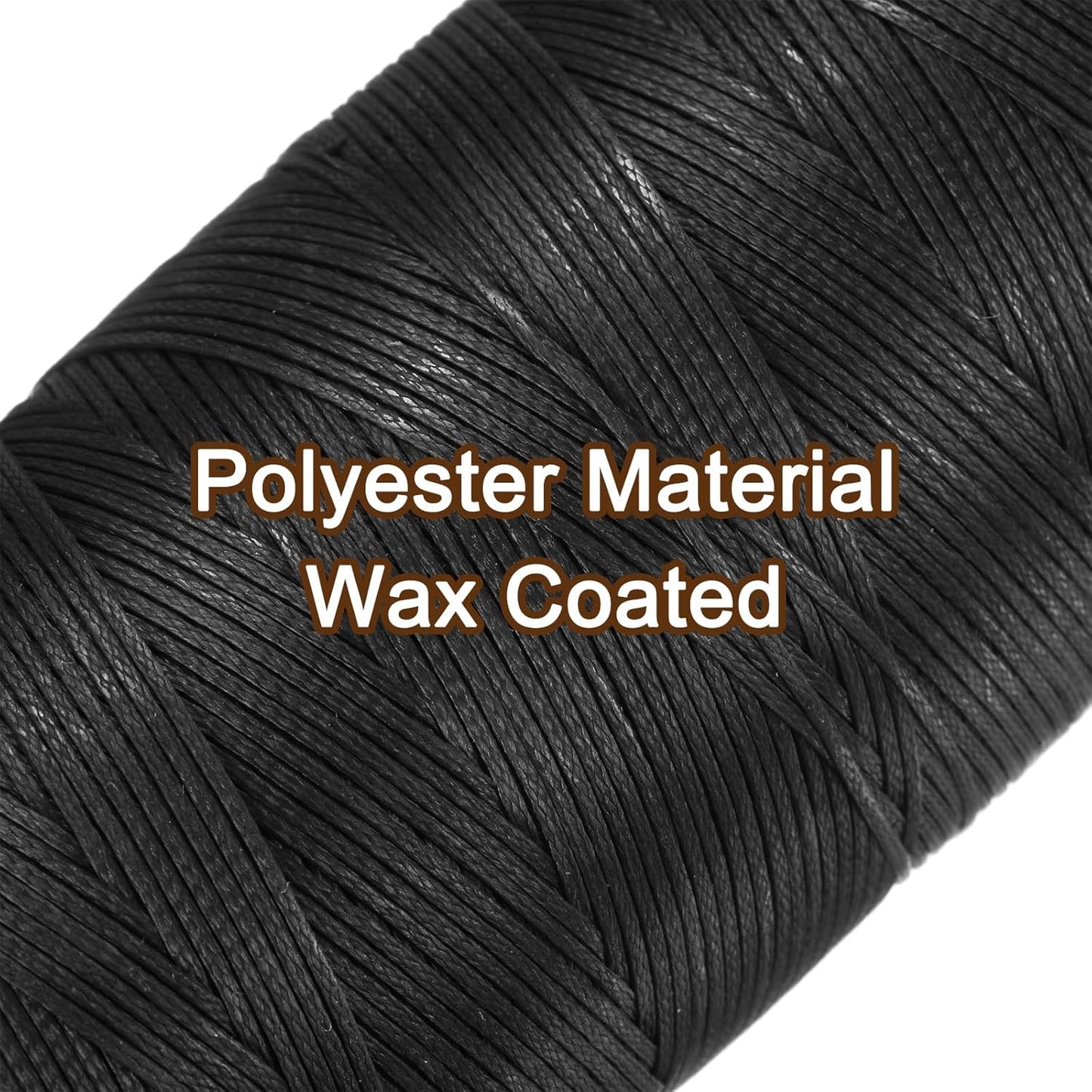 Uxcell 150D 0.8mm Flat Waxed Thread, 284 Yards Polyester, Black, Leather Sewing Waxed String
