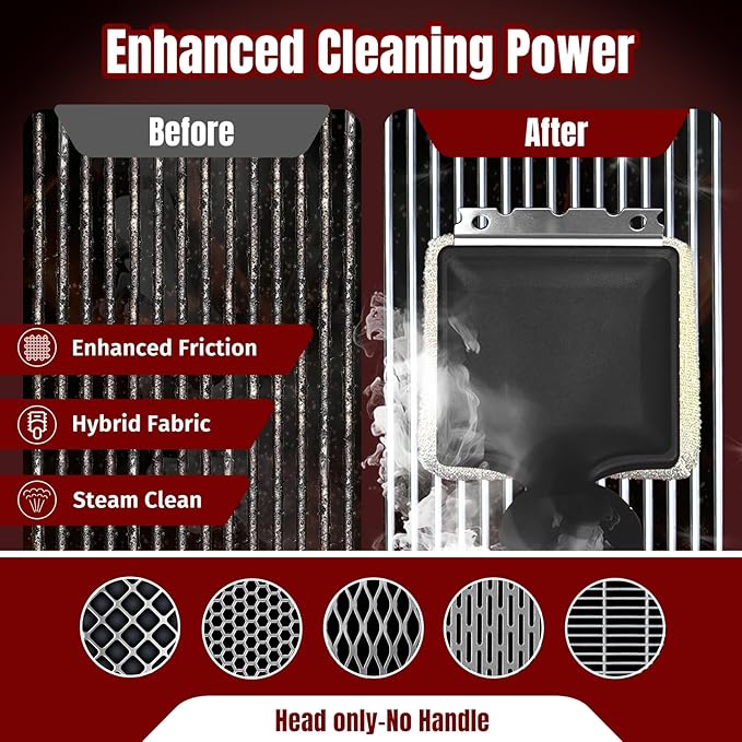 SHINESTAR Grilling Brush Bristle Free Replacement Head (No Handle) – BBQ Cleaning Head for Cast Iron & Stainless Steel Grates, Compatible with Outdoor Grill Brush, Black