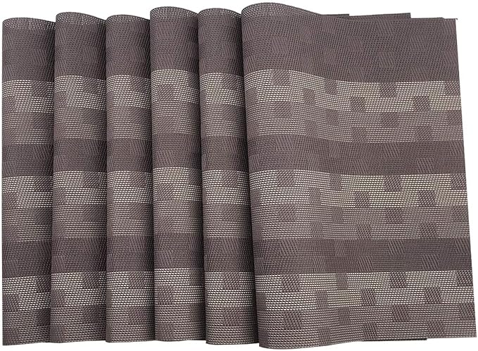Gugrida Red Placemats 6pcs Placemats PVC Table Mats Woven Vinyl Placemats