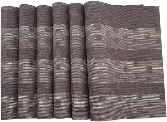 Gugrida Red Placemats 6pcs Placemats PVC Table Mats Woven Vinyl Placemats