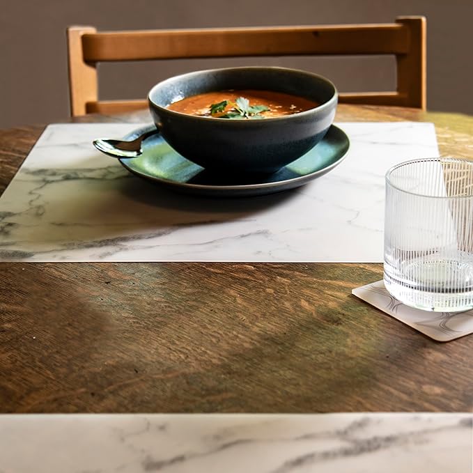 modern-twist 14 x 16 Silicone Placemat, BPA, PVC-Free Table Mat, Dishwasher Safe, Marble Print in Gray, Pack of 1
