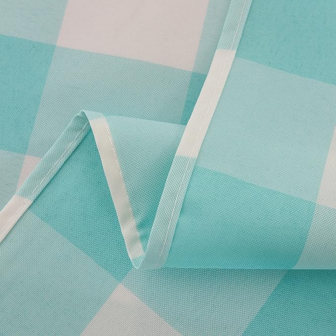 Cupuamon 2 Pack Waterproof Polyester Fabic Rectangle Checkered Tablecloth，60x120 Outdoor Table Cloth，Oil Stain Prevention Table Cloth for Pinics and Parties（Aqua and White）