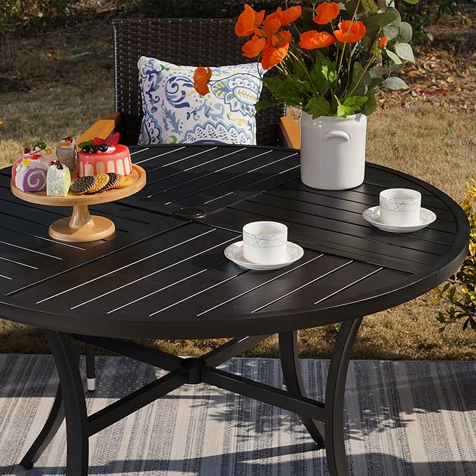 Sophia & William Outdoor Dining Set Patio Dining Set for 4 Round Patio Table and Chairs Set 5 Pieces with Swivel Patio Chairs 42" Metal Table for Garden Pool All Weather Brown