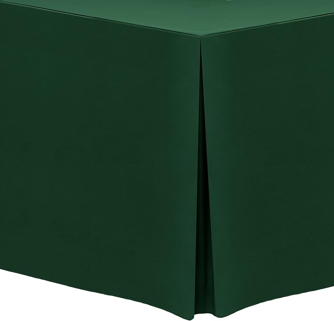 Ultimate Textile -5 Pack- 5 ft. Fitted Polyester Tablecloth - Fits 30 x 60-Inch Banquet and Folding Rectangular Tables - 42" H, Hunter Green