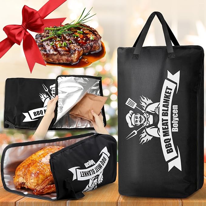 Upgraded BBQ Blanket for Resting Meat - Smoker Accessories Brisket Blanket - Insulated Meat Resting Bag with Wide Mouth for Steak/ Pork Shoulder/ Turkey - Valentines Day Gifts - Birthday Anniversary BBQ Accessories Grilling Gifts for Men Dad Husband(21...