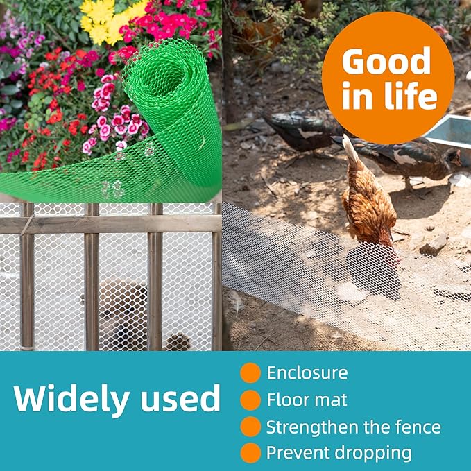 Pet & Garden Safeguard - 15.7IN x 32.8FT Roll - White Plastic Netting, Multi-Use Decorative Fencing for Poultry, Dogs, Rabbits,Chicken and Snake Barrier
