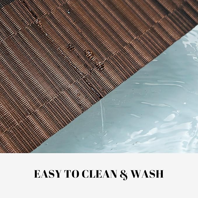 Placemats Set of 6 Vinyl/Plastic Woven Place Mats for Kitchen Table Indoor/Outdoor Washable Placemat Wipeable Dining Table Mats (Ombre Brown Black,6)