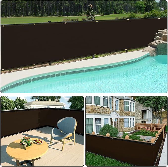 UPGRADE Privacy Screen 4' x 50' Fence Commercial Shade Cover with Brass Grommets Heavy Duty Perfect for Outdoor Back Yard, Mocha, Customizable