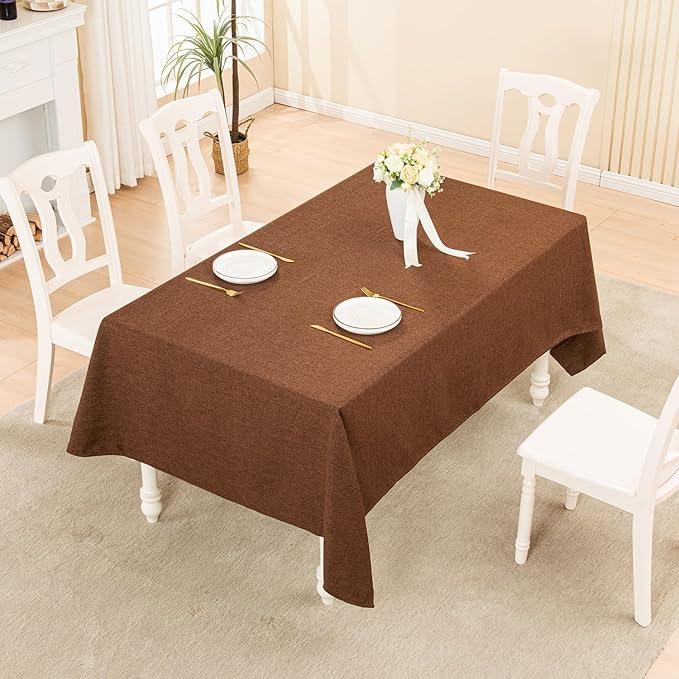 BALCONY & FALCON Square Tablecloth Washable Wrinkle Resistant and Water Proof Small Table Cloth Decorative Linen Fabric Tablecloth for Dining Parties Kitchen Wedding and Outdoor Use (Brown, 47x47)