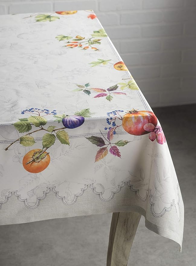 Maison d' Hermine Table Cloth Square Table 100% Cotton 60 x 60 Inches Fall Tablecloth Reusable Everyday Use for Thanksgiving Christmas Decorations Dining Farmhouse Party (Fruit D'Hiver)