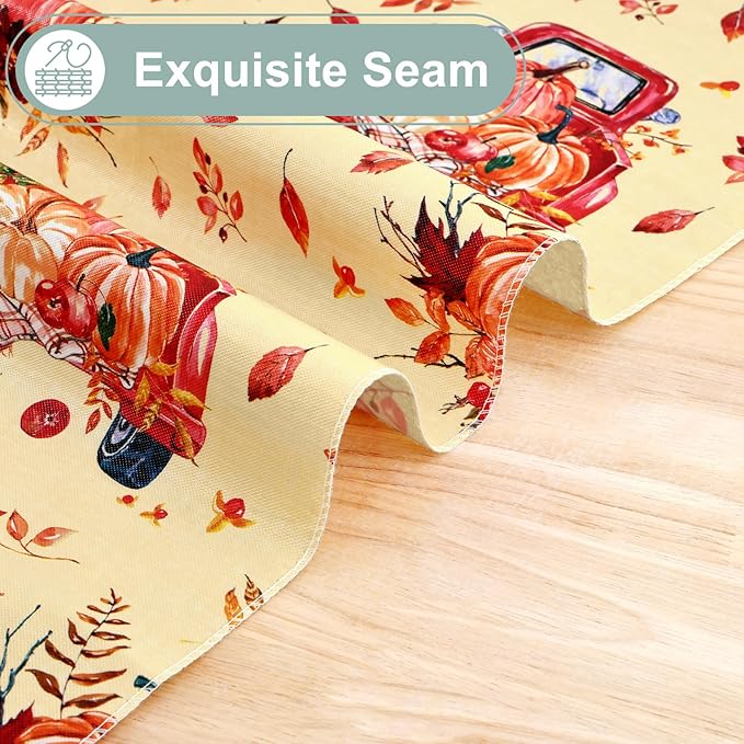 misaya Rectangle Waterproof Vinyl Table Cloth, Wipeable Tablecloth with Flannel Backing, Plastic Table Cover for Fall, Thanksgiving (Pumpkin Truck, 60" x 102")