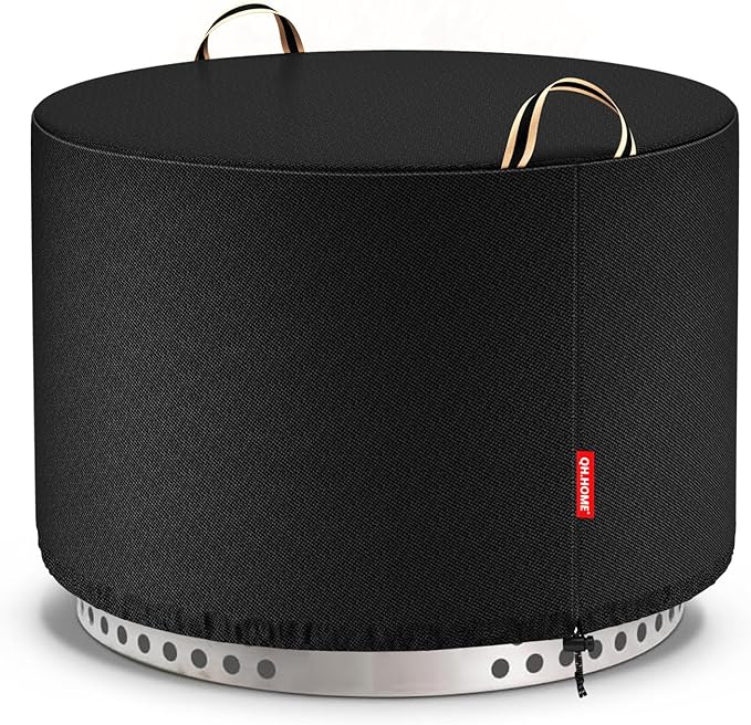 QH.HOME Fire Pit Cover Round for Solo Stove Bonfire 22", Waterproof Smokeless Fire Pit Cover, 600D Strong Tear Resistant, Fits for Gas/Table/Bowl Fire pits - 23" D X 16" H