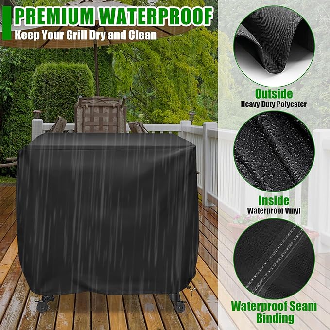 Grill Cover for Traeger Flatrock 3 Cooking Flat Top Propane Griddle, Heavy Duty Waterproof Cover for Weber, Char-Broil, Nexgrill, and More Grill - 41 X 27 X 39 Inch