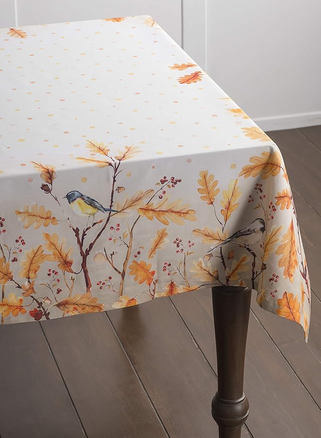 Maison d' Hermine Table Cloth Rectangle Table 100% Cotton 70 x 120 Inches Fall Tablecloth Reusable Everyday Use for Thanksgiving Christmas Decorations Dining Farmhouse Party (Oak Leaves)