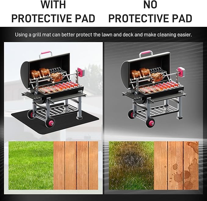 MODIGT 60"×48" Under Grill Mat for Outdoor Grill,Double-Side Fireproof & Heat-Resistant Outdoor Grill Mat,Protective Mat for Patio,Courtyard,Tabletop