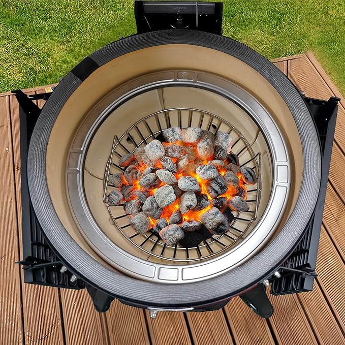 only fire Charcoal Ash Basket, Stainless Steel Charcoal Holder with Handles, Grilling Accessories, Fits Kamado Joe Classic and Large Big Green Egg Grills