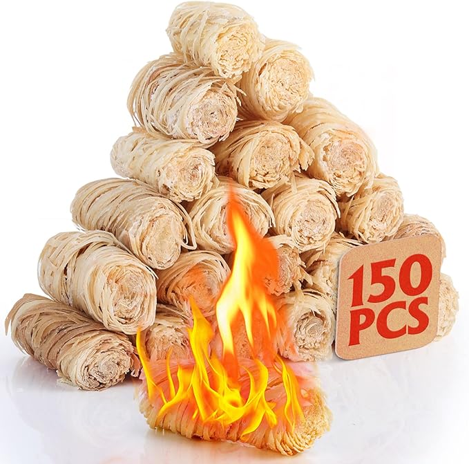 USKICH 150Pcs Fire Starter - Natural Fire Starters for Campfires,Fireplace, Pellet Stove & Wood, Fire Pit, Smoker, BBQ, Chimney, Pizza Oven - Fire Starters for Grill, Charcoal Starter