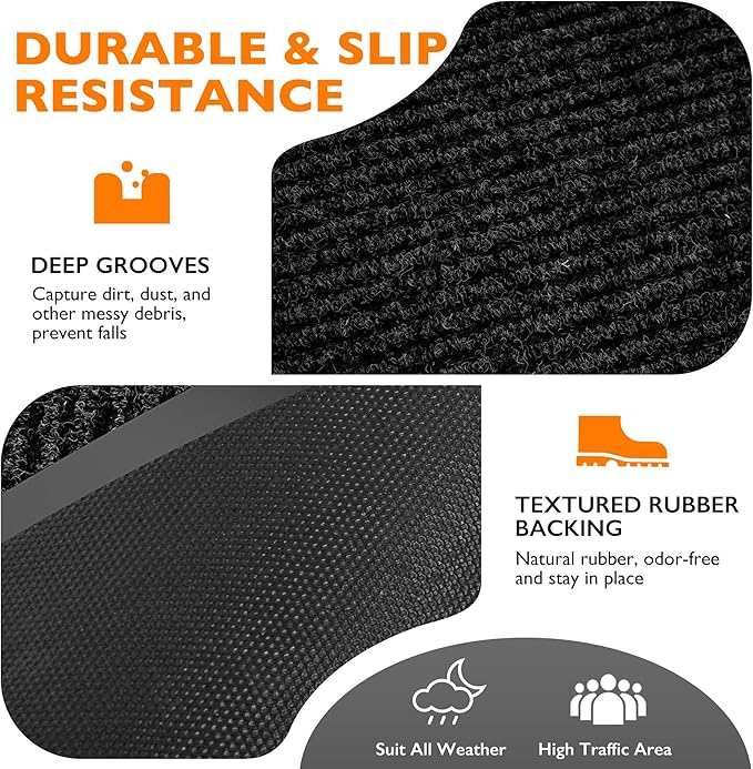 Custom Size Extra Large Front Door Mat, 2FT x 41FT Indoor Outdoor Entrance Commercial Floor Mat, Heavy Duty Dirt Trapper Doormat for Entryway Welcome Mat, Low Profile, Non-Slip, Waterproof