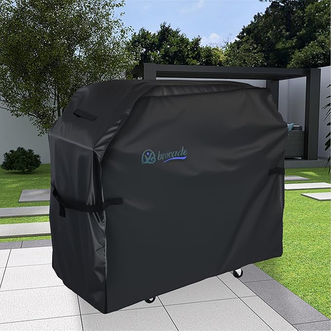 Grill Cover, Heavy Duty BBQ Grill Cover for Outdoor Grill, Waterproof, Anti-UV, Rip-Proof, Barbecue Cover with Adjustable Straps, Compatible for Weber, Charbroil, etc. Black (60'' x 28'' x 44'')