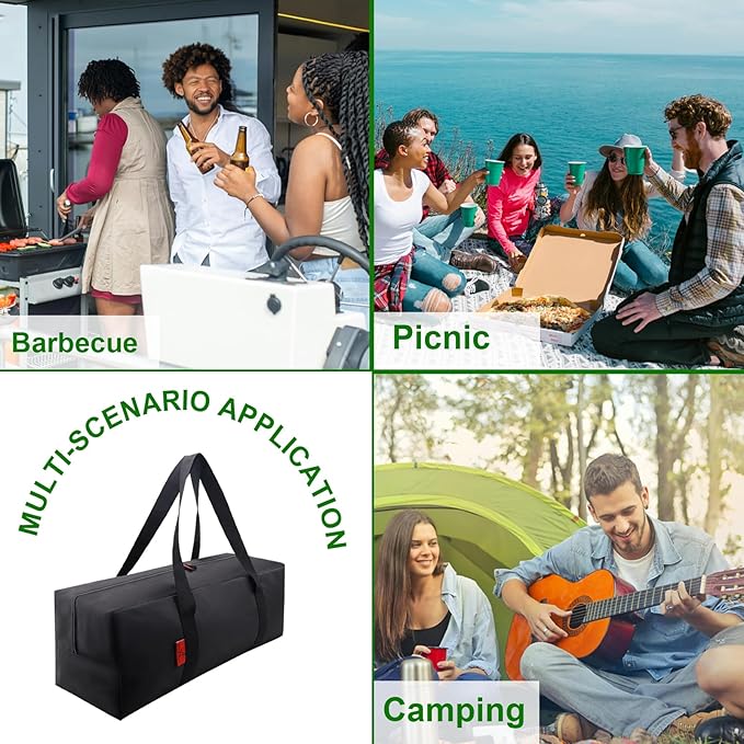 24" Grill Tool Organizer, BBQ Tool Storage Bag - Heavy-Duty Storage Bag Waterproof 600D Oxford, Folding Design Gift for Camping, Tailgates, Outdoor BBQ Parties (24" Lx8 Wx8 H)