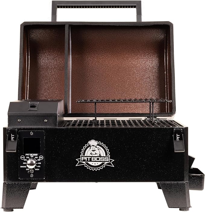 PIT BOSS 10697 Table Top Wood Grill With Temperature Control, Mahogany