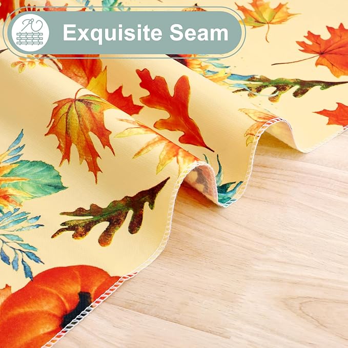 misaya Rectangle Waterproof Vinyl Table Cloth, Wipeable Tablecloth with Flannel Backing, Plastic Table Cover for Fall, Thanksgiving (Pumpkin, 60" x 120")