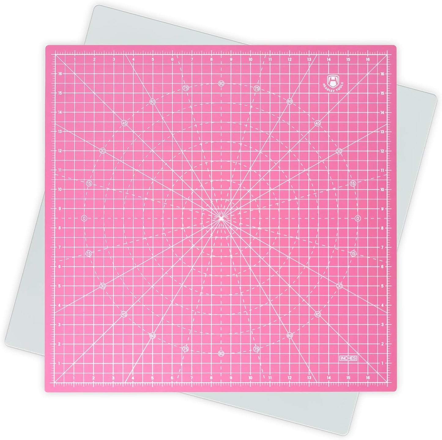 Headley Tools 17"x17" Rotating Cutting Mat, Self Healing Mat with 360-Degree Rotation & Anti-Slip Base, Sewing Board Cutting Mat Perfect for Fabric Quilting Leather Hobby Project, Pink