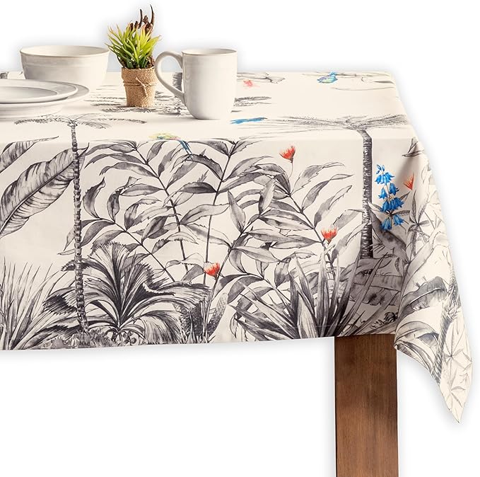 Maison d' Hermine Table Cloth Square Table 100% Cotton 60 x 60 Inches Fall Tablecloth Reusable Everyday Use for Thanksgiving Christmas Decorations Dining Farmhouse Party (Amazonia)