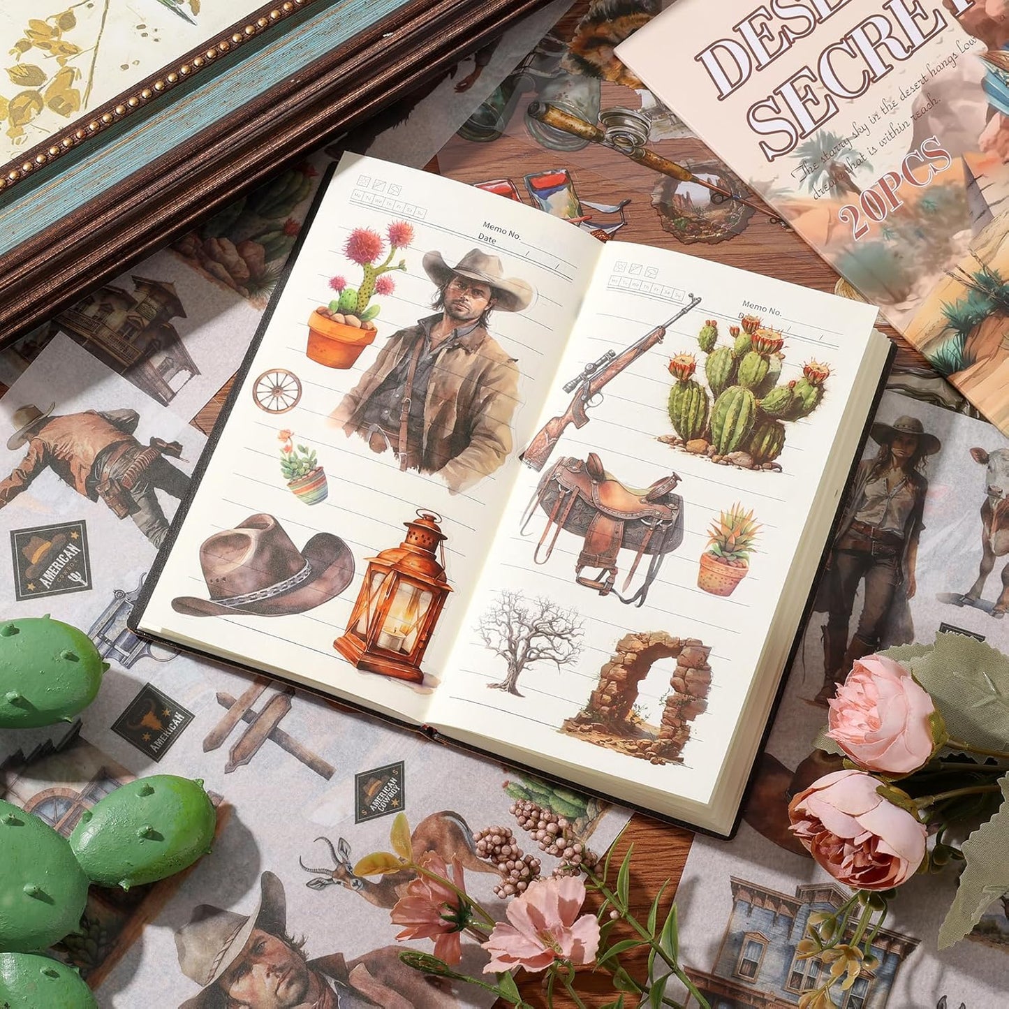 Egypt Travel Scrapbook Stickers 20 Sheets 240 Pre-Cut Washi Stickers PET Transparent Desert Book Sticker for journaling Decorative or DIY Paper Crafts Arts and Crafting Projects