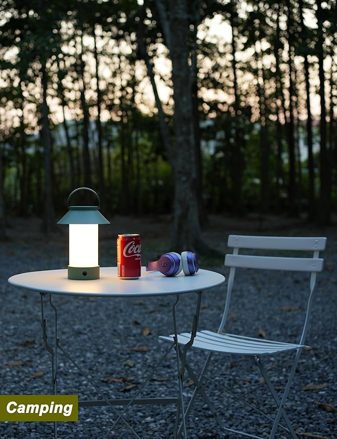 Rechargeable Outdoor Lantern Waterproof, Dimmable Warm White & Flickering Flame Mood Light, Portable Cordless Table Lamp for Patio/Camping/Shower/Emergency Power Outage (Black)