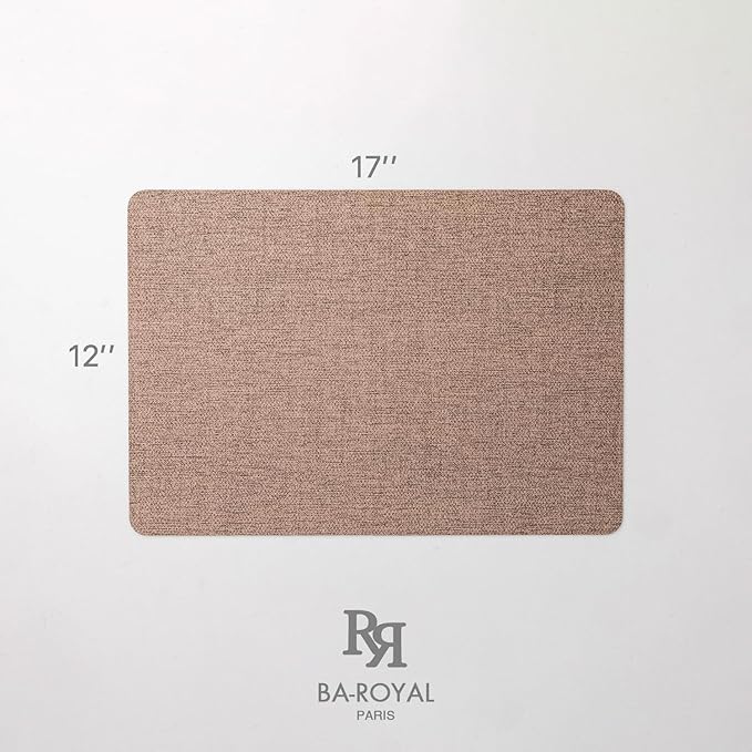 Faux Leather Placemats Set of 6 Vinyl Washable Wipeable Table Mats for Kitchen Dining Table Heat Resistant Waterproof Modern Indoor/Outdoor Placemats Non-Slip Easy Clean Place Mats (Cocoa)