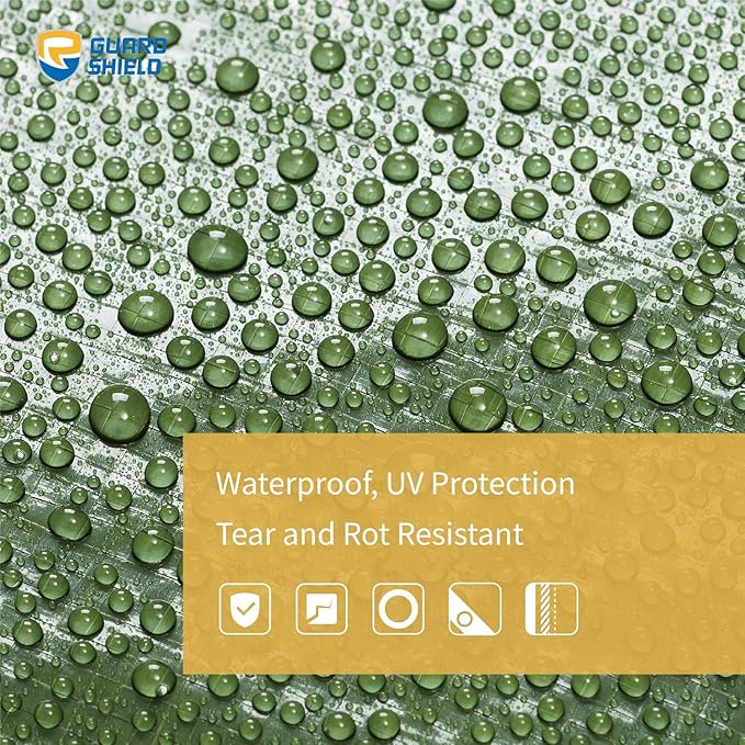 GUARD SHIELD Green Tarp Waterproof 12x16 Feet Medium Duty All Purpose Poly Tarps Cover 7mil (2-Pack)