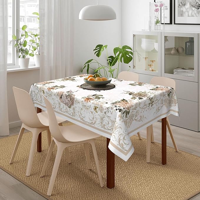 Worltoldb Retro Vintage Hydrangea Tablecloths Polyester Table Cloth for Kitchen Dinning Table Washable Table Cover for Parties Wedding Picnic