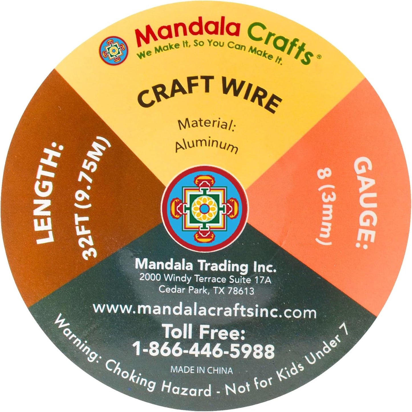 Mandala Crafts 8 Gauge Anodized Aluminum Craft Wire for Jewelry Making - 32 FT Colored Flexible Turquoise Wire - Bendable for Bonsai Armature Crafting Sculpting