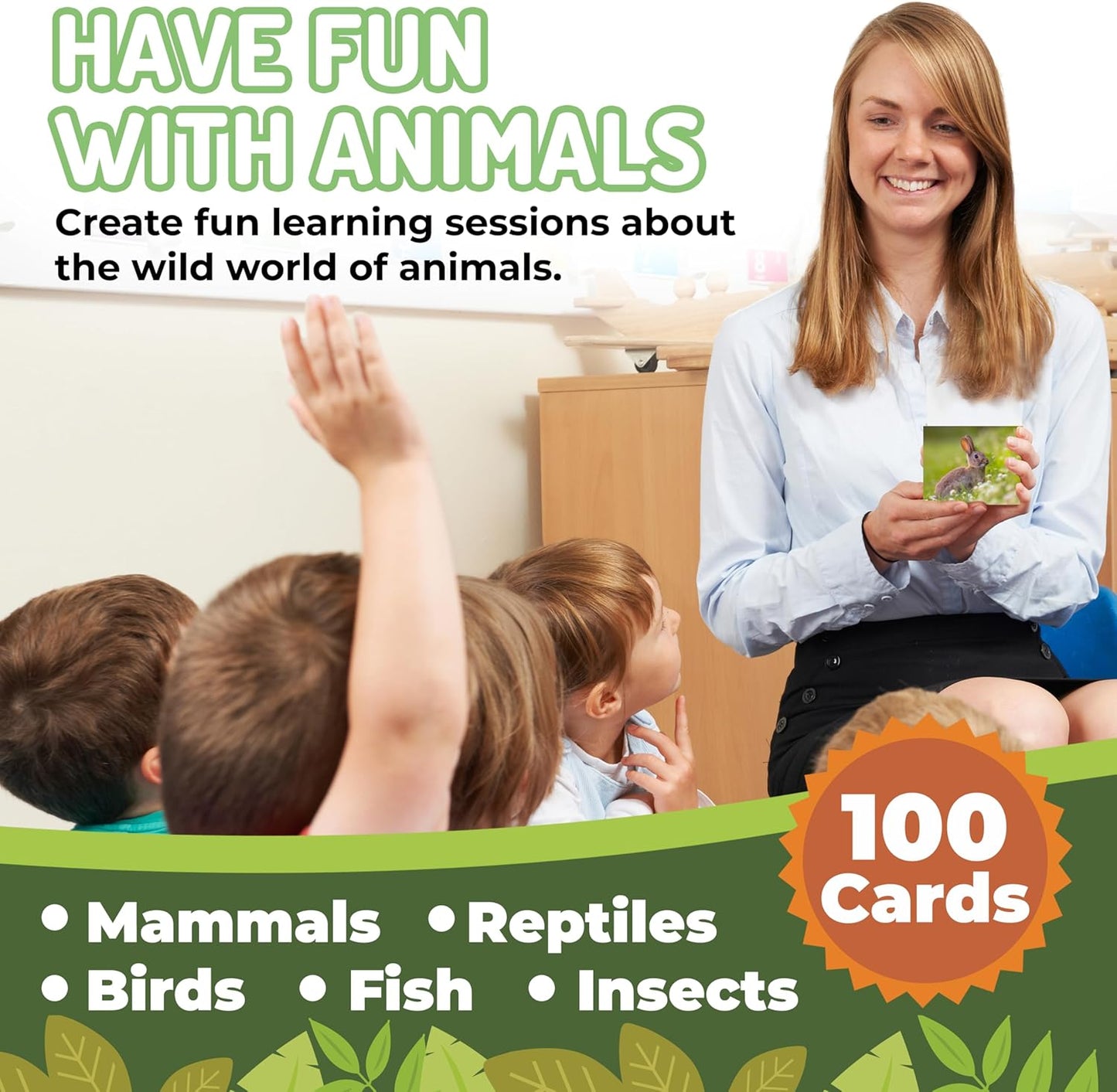 100 Animal, Insect & Ocean Creatures Flash Cards, Realistic Pictures for Fun Learning & Montessori Educational Vocabulary Builder for Preschool Kids, Adults, Schools, Autism, Speech Therapy, ESL, SLP