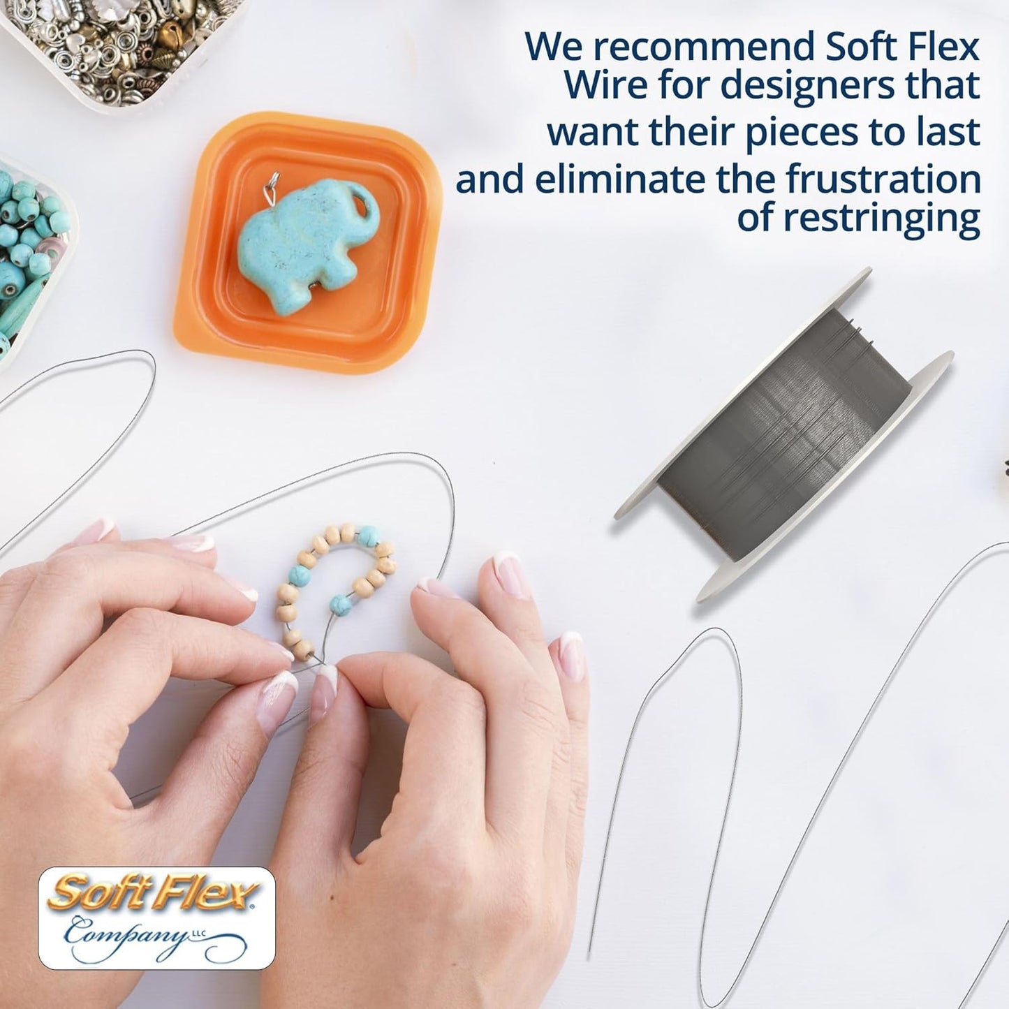 Soft Flex 49 Strand Stringing Wire - Flexible Braided - Medium 0.19 Diameter - Jewelry Making Bead Wire - Satin Silver