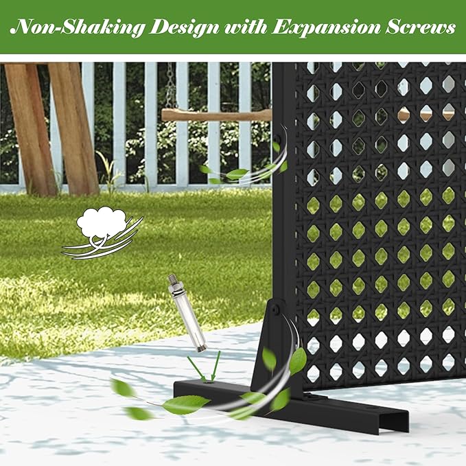 Domi Metal Privacy Screen, Freestanding Outdoor Indoor Divider 1 Piece, Decorative Privacy Screen 3 Panels for Balcony Patio Garden, Rhombus-Shaped