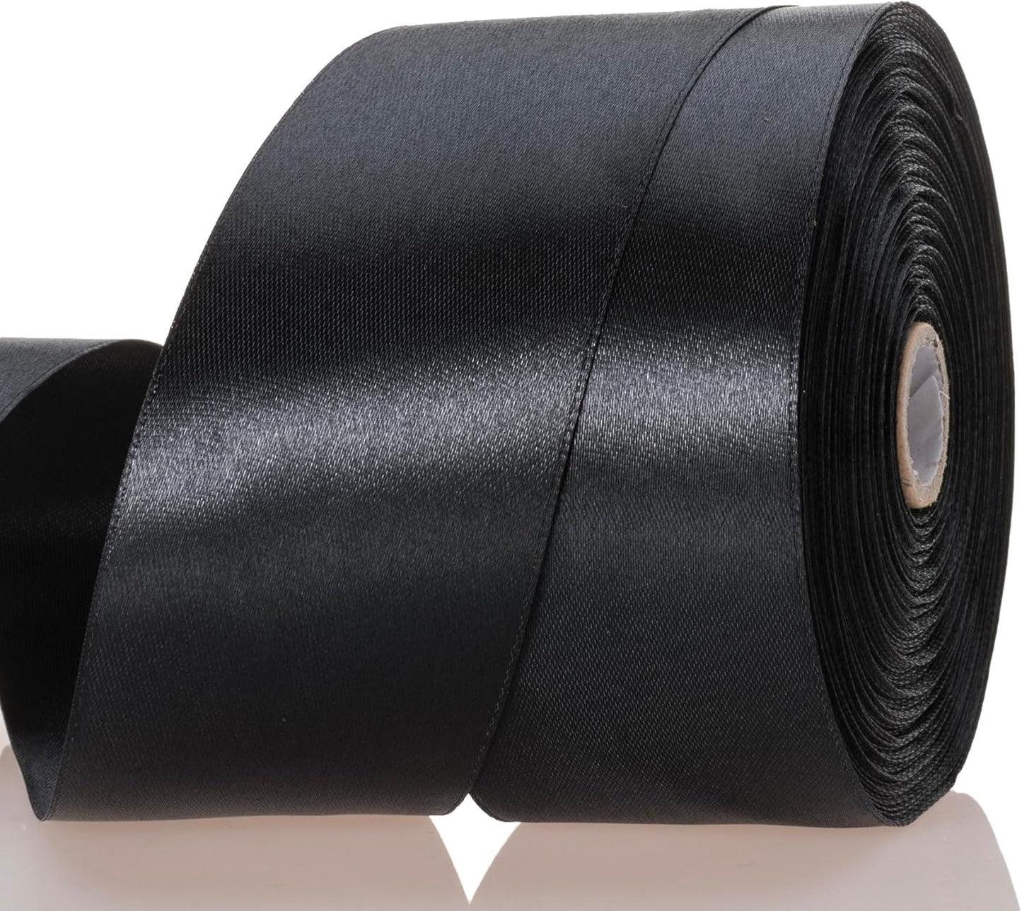 2 Inch Black Solid Satin Ribbon, 50 Yards Craft Fabric Ribbon for Gift Wrapping Floral Bouquets Wedding Party Decoration