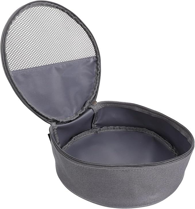 Outdoor Tableware Bag Round Mesh Camping Storage Organizer for Plates Bowls and Utensils Portable Cooking Cookware Carrying Case 8.66X8.66X2.36 Inches