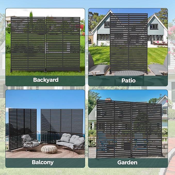 Privacy Fence Screen Outdoor Freestanding Privacy Panel, 72" H×47" W HDPE Decorative Panels with Stand, Room/Garden Divider, Outdoor Privacy Screen for Patio,Deck, Balcony, Pool